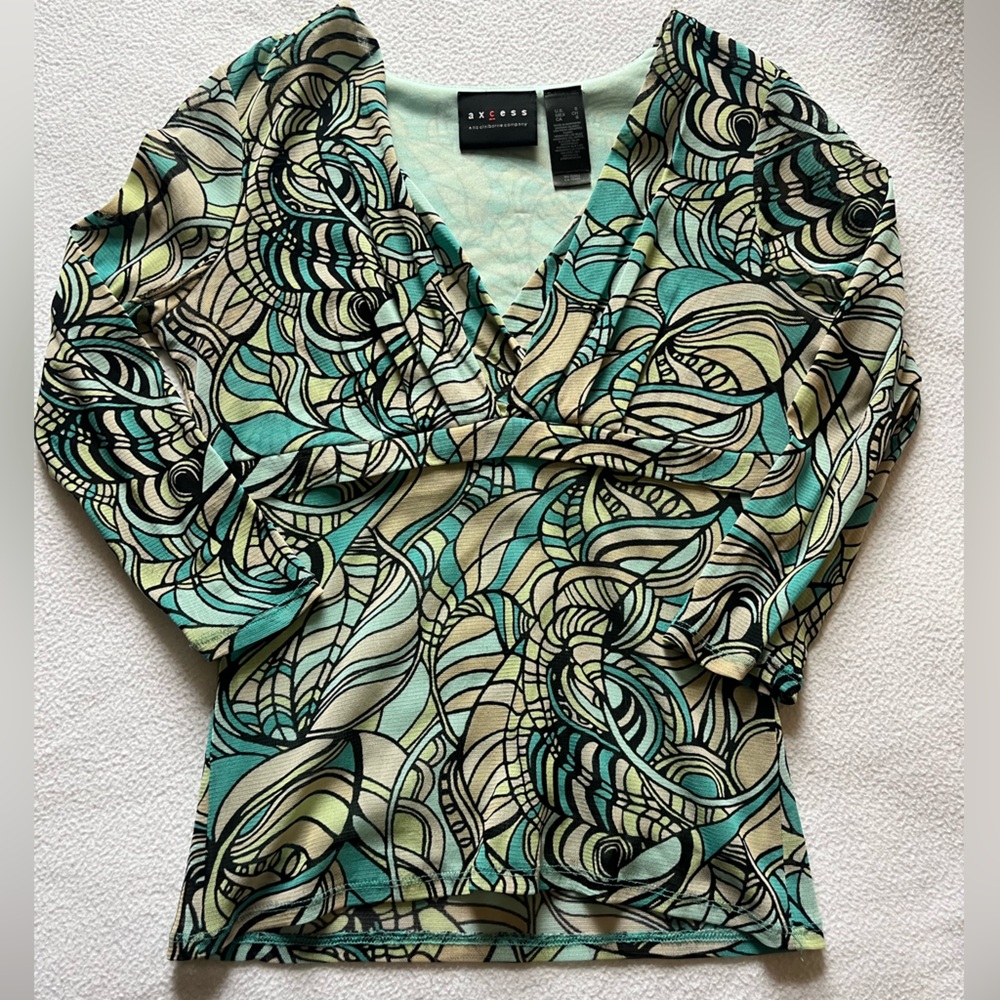 Axcess Teal and Black Patterned Dress